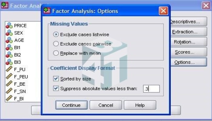 Bước 5 dùng lệnh Factor phân tích nhân tố khám phá EFA