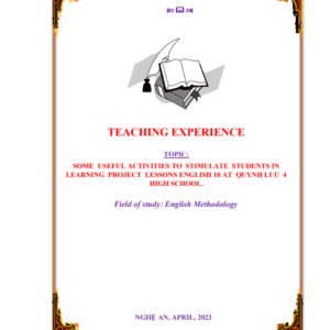 some useful activities to stimulate students in learning project lesson at high school