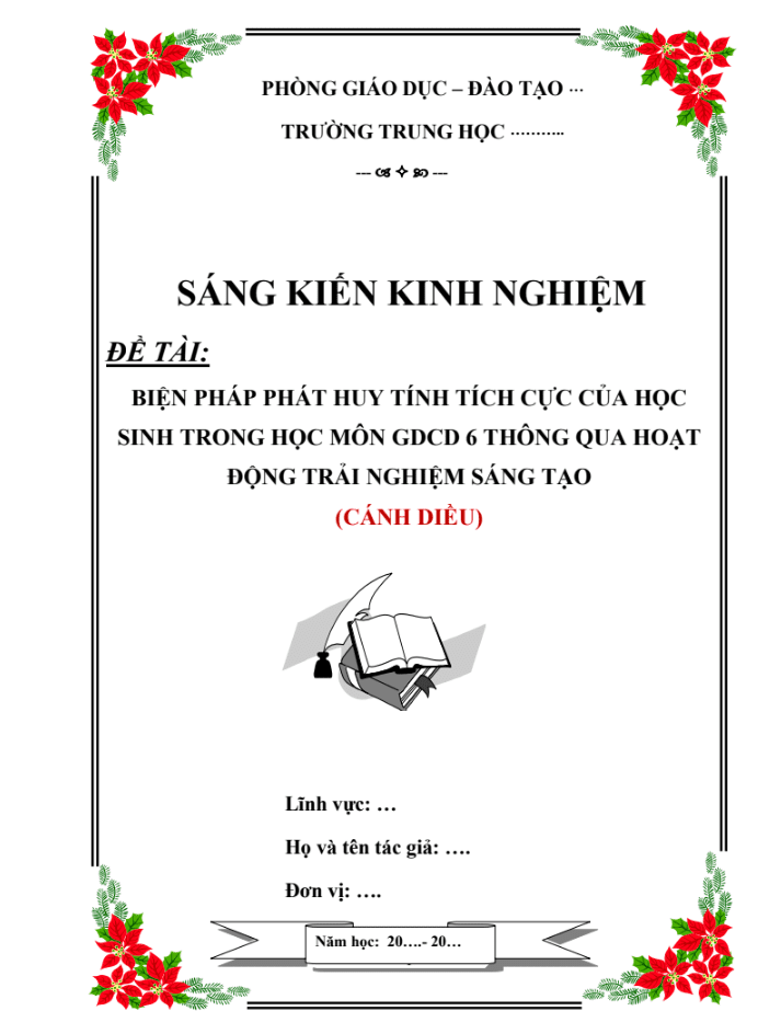 Biện pháp phát huy tính tích cực của học sinh trong học môn GDCD 6 thông qua hoạt động trải nghiệm sáng tạo – Cánh diều