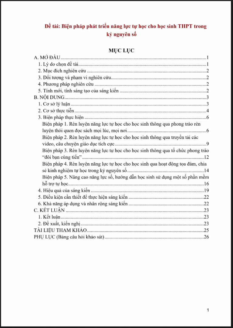 Biện pháp phát triển năng lực tự học cho học sinh THPT trong kỷ nguyên số