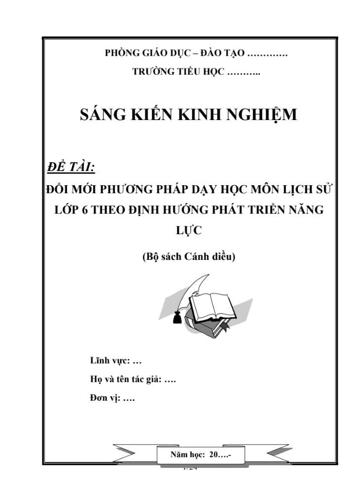 Đổi mới phương pháp dạy học môn lịch sử lớp 6 theo định hướng phát triển năng lực ( Sách Cánh diều)