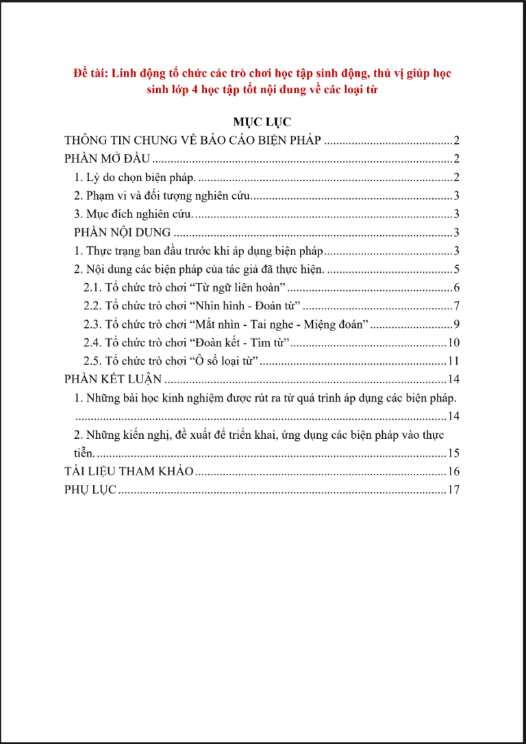 Linh động tổ chức các trò chơi học tập sinh động, thú vị giúp học sinh lớp 4 học tập tốt nội dung về các loại từ