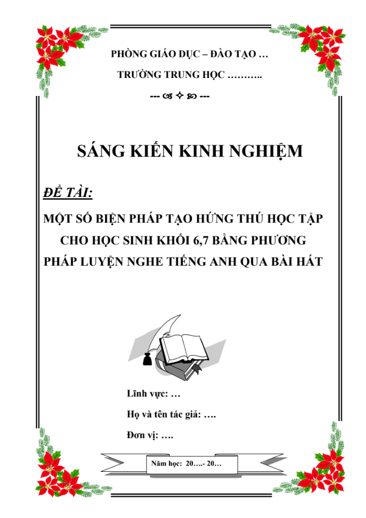 Một số biện pháp tạo hứng thú học tập cho học sinh khối 6,7 bằng phương pháp luyện nghe Tiếng Anh qua bài hát ( Sách thí điểm/Global/Smart start/Friend plus)