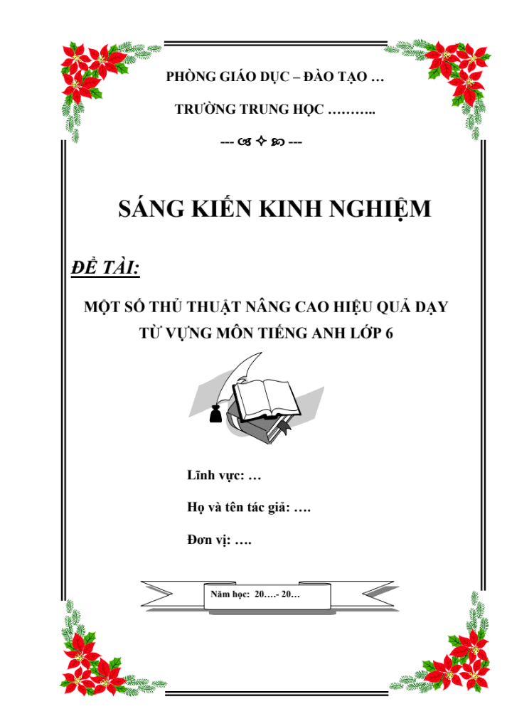 Một số thủ thuật nâng cao hiệu quả dạy từ vựng môn Tiếng Anh lớp 6 ( Sách thí điểm/Global/Smart start/Friend plus)