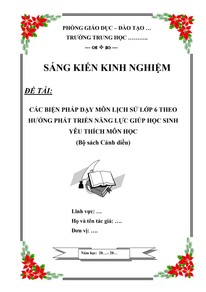 SKKN Các biện pháp dạy môn Lịch sử lớp 6 theo hướng phát triển năng lực giúp học sinh yêu thích môn học (Bộ sách cánh diều)