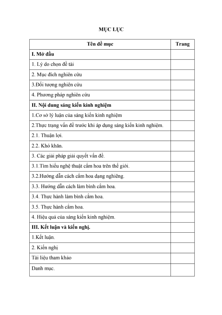 SKKN Hướng dẫn học sinh thực hành cắm hoa trong môn Công nghệ 6 (tiết 31 – 34)
