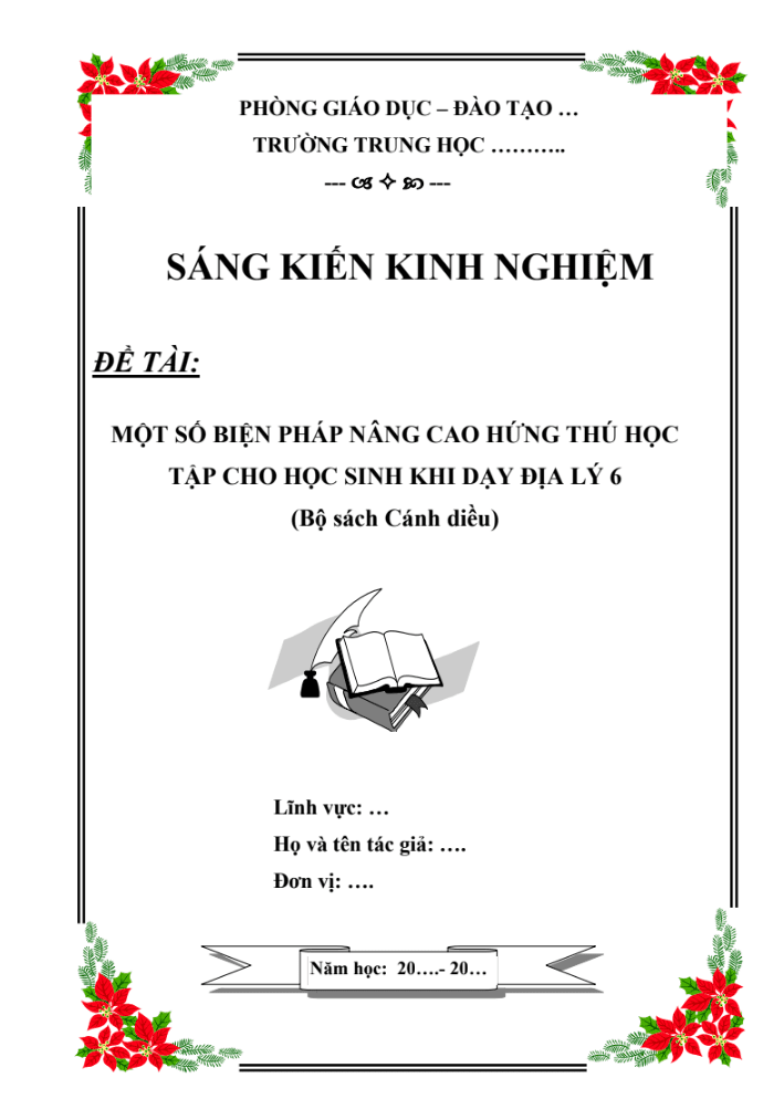 SKKN Một số biện pháp nâng cao hứng thú học tập cho học sinh khi dạy Địa Lý 6 (Bộ sách Cánh diều)