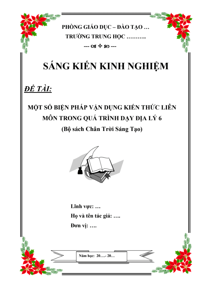 SKKN Một số biện pháp vận dụng kiến thức liên môn trong quá trình dạy Địa Lý 6 (Bộ sách Chân Trời Sáng Tạo)