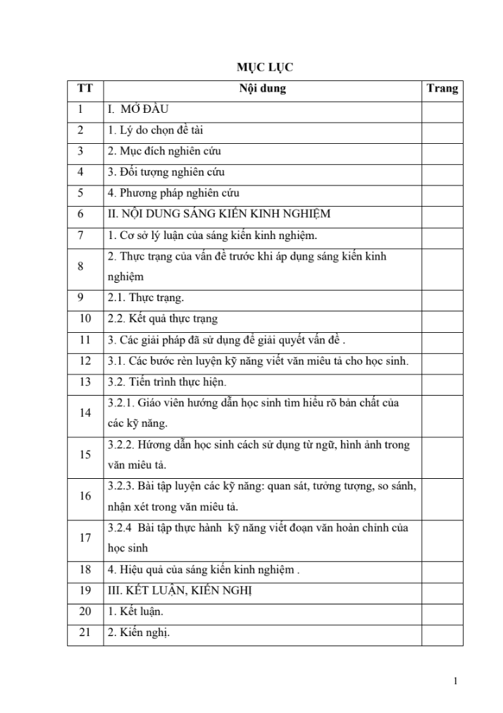 SKKN Một số phương pháp rèn kỹ năng viết văn miêu tả cho học sinh lớp 6