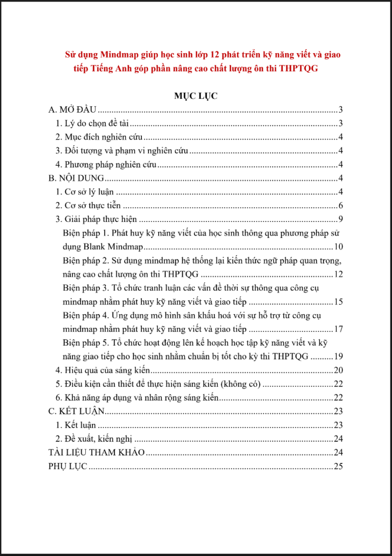 Sử dụng Mindmap giúp học sinh lớp 12 phát triển kỹ năng viết và giao tiếp Tiếng Anh góp phần nâng cao chất lượng ôn thi THPTQP  (Global Success)