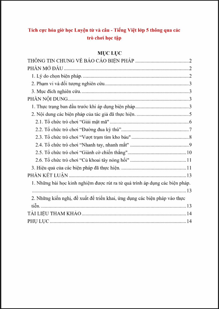 Tích cực hóa giờ học Luyện từ và câu – Tiếng Việt lớp 5 thông qua các trò chơi học tập