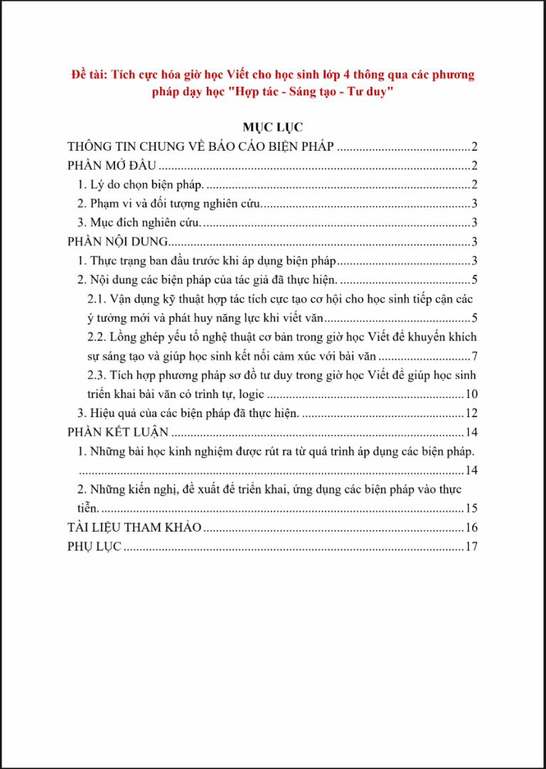 Tích cực hóa giờ học Viết cho học sinh lớp 4 thông qua các phương pháp dạy học “Hợp tác – Sáng tạo – Tư duy”