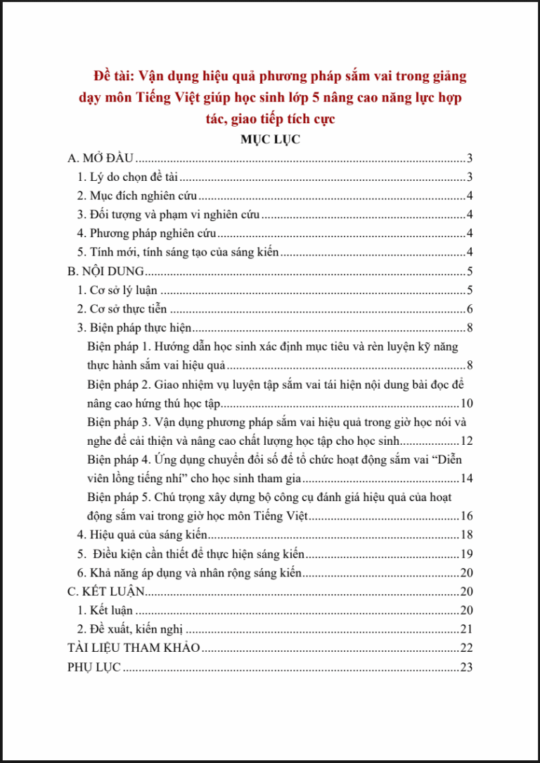 Biện pháp nâng cao hiệu quả tiết Luyện từ và câu trong môn Tiếng Việt lớp 5 thông qua vận dụng các kĩ thuật dạy học tích cực (Copy)