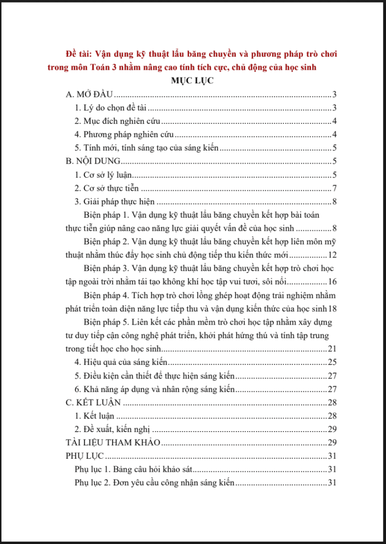 Vận dụng kỹ thuật lẩu băng chuyền và phương pháp trò chơi trong môn Toán 3 nhằm nâng cao tính tích cực, chủ động của học sinh