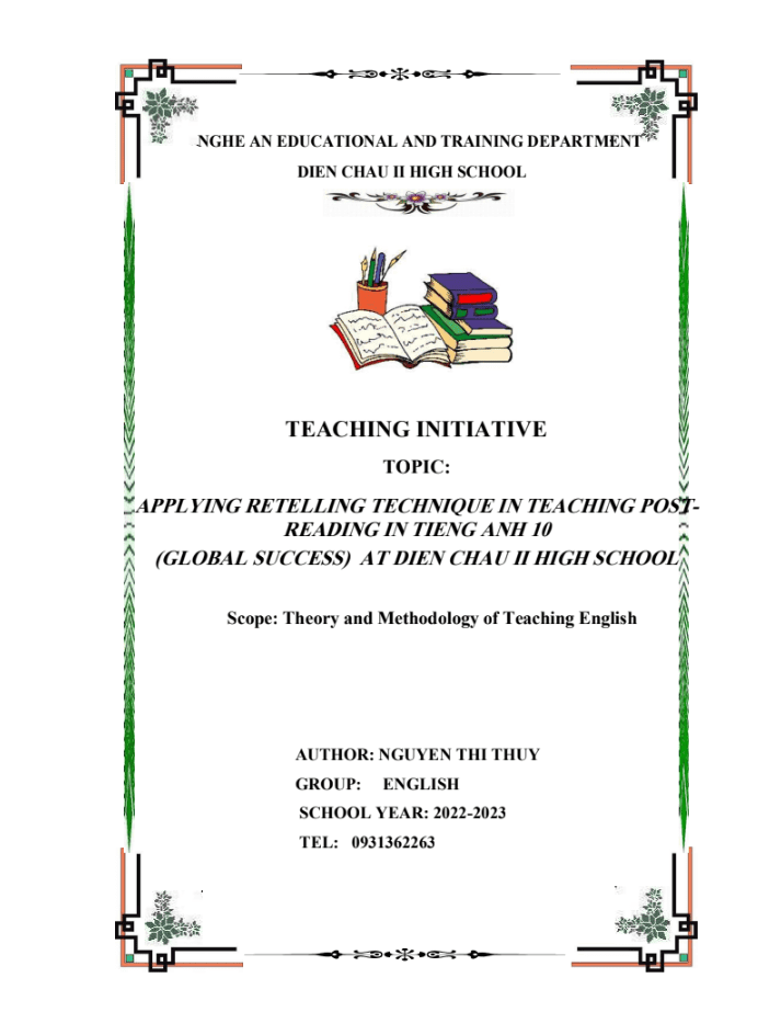 Applying Retelling technique in teaching post-reading in Tieng Anh 10 (Global Success) at high school
