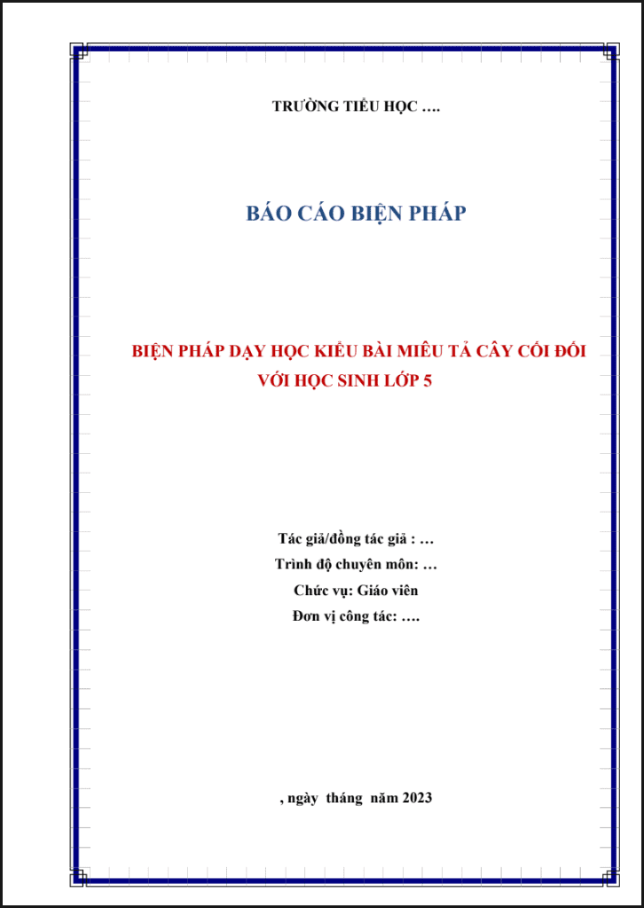 Biện pháp dạy học kiểu bài miêu tả cây cối đối với học sinh lớp 5
