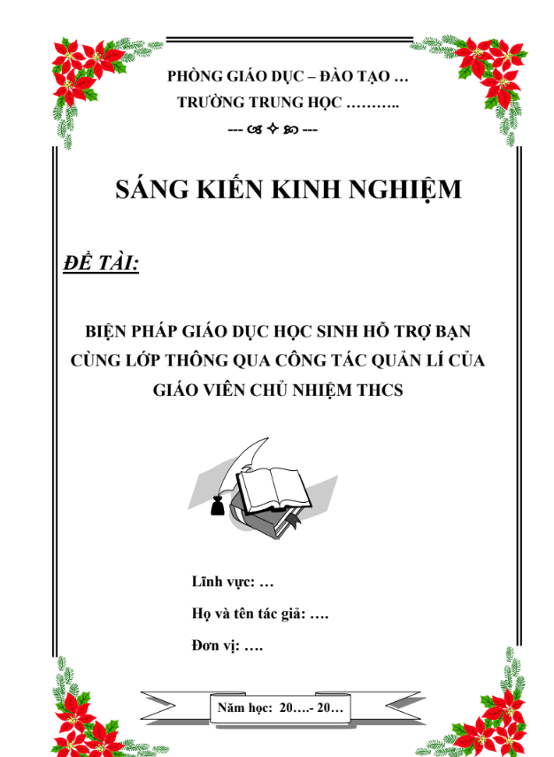 Biện pháp giáo dục học sinh hỗ trợ bạn cùng lớp thông qua công tác quản lí của giáo viên chủ nhiệm THCS