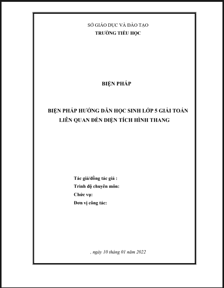 Biện pháp hướng dẫn học sinh lớp 5 giải toán liên quan đến diện tích hình thang