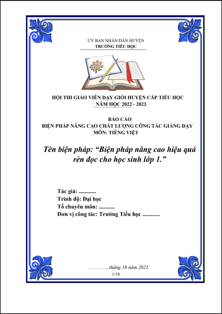 Biện pháp nâng cao hiệu quả rèn đọc cho học sinh lớp 1 bộ sách Kết nối tri thức với cuộc sống