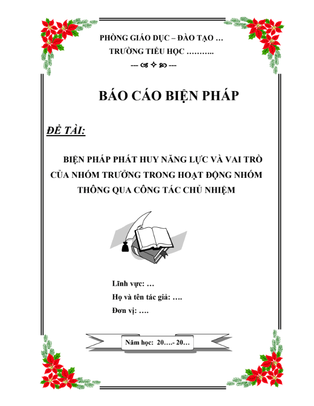 Biện pháp phát huy năng lực và vai trò của nhóm trưởng trong hoạt động nhóm thông qua công tác chủ nhiệm