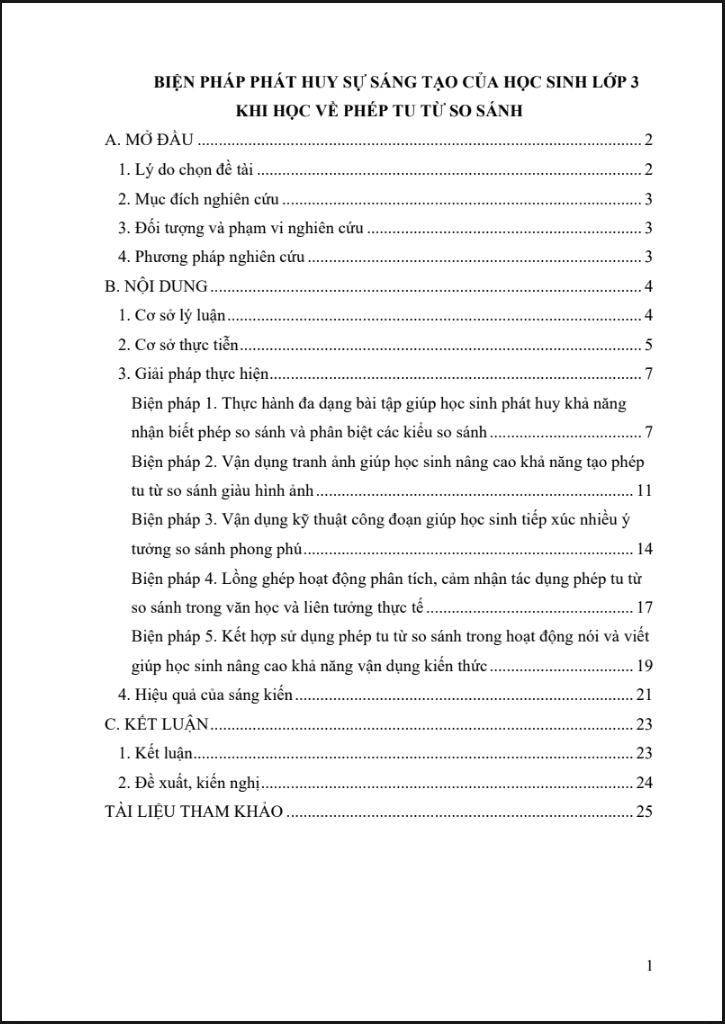 Biện pháp phát huy sự sáng tạo của học sinh lớp 3 khi học về phép tu từ so sánh (đủ 3 bộ sách)