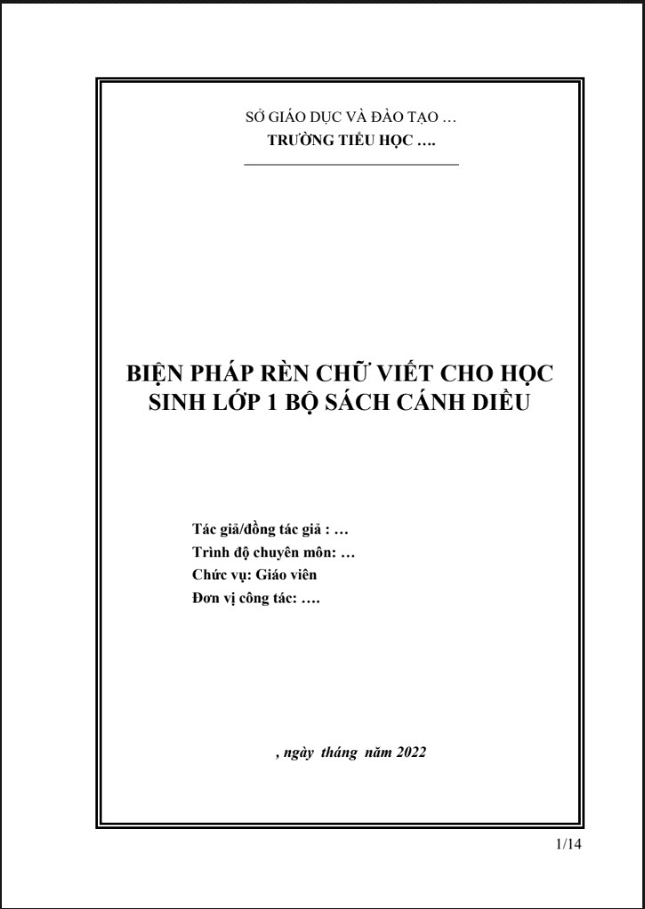 Biện pháp rèn chữ viết cho học sinh lớp 1 theo bộ sách Cánh Diều