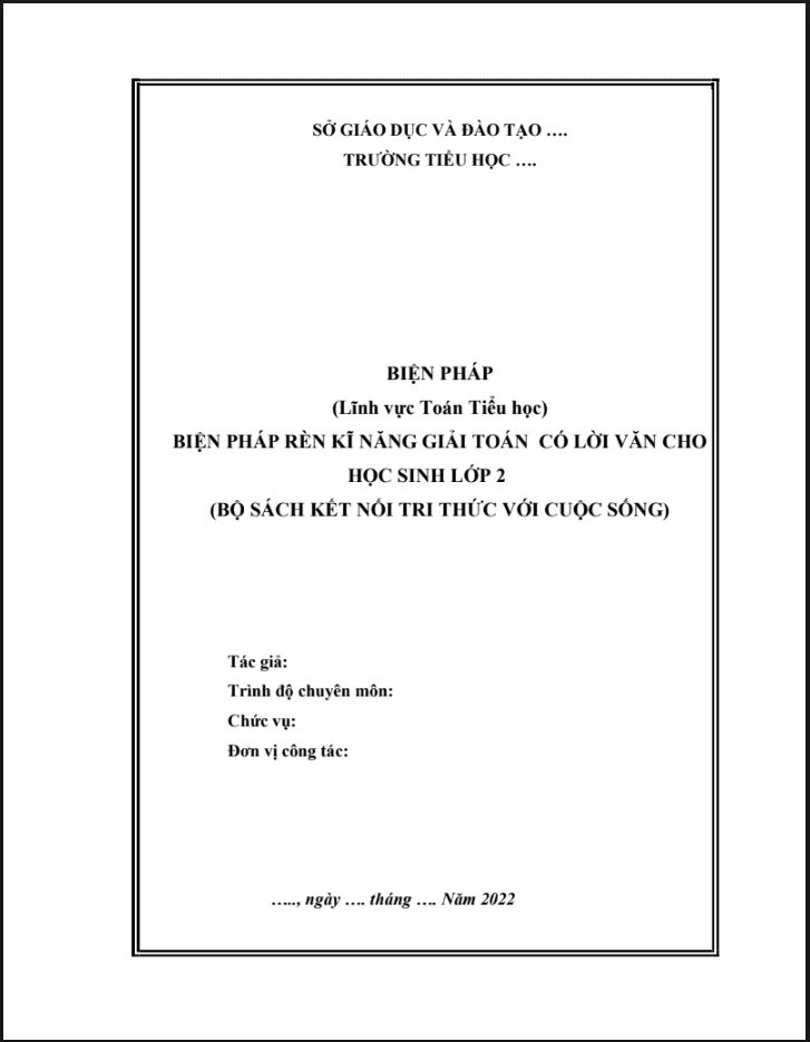 Biện pháp rèn kĩ năng giải toán có lời văn cho học sinh lớp 2 sách Kết nối tri thức với cuộc sống