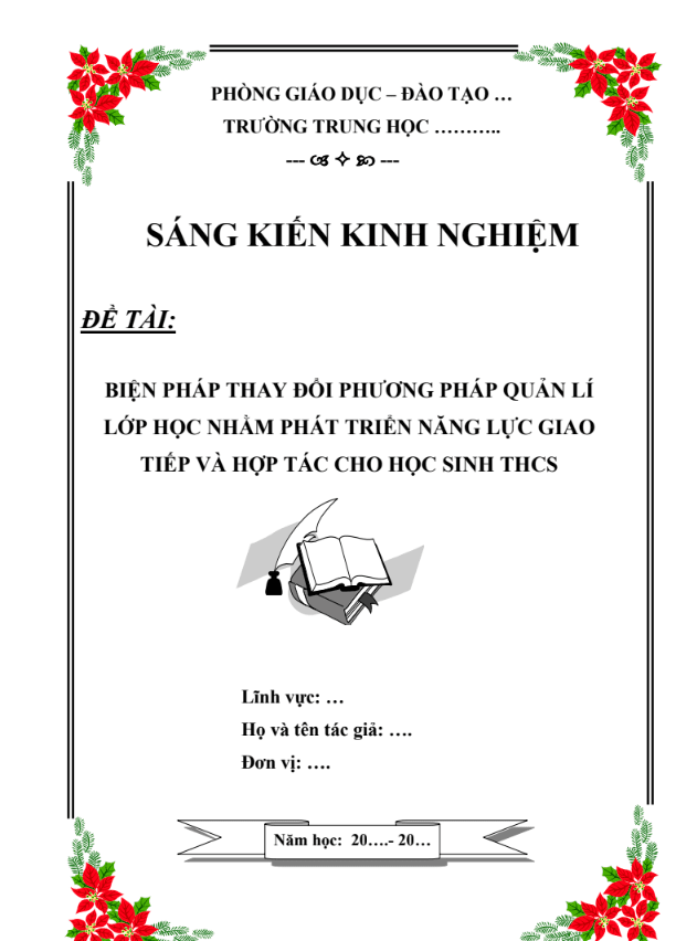 Biện pháp thay đổi phương pháp quản lí lớp học nhắm phát triển năng lực giao tiếp và hợp tác cho học sinh THCS