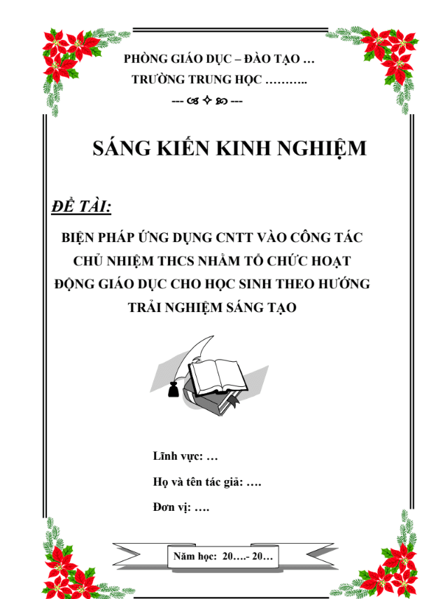 Biện pháp ứng dụng CNTT vào công tác chủ nhiệm THCS nhằm tổ chức hoạt động giáo dục cho học sinh theo hướng trải nghiệm sáng tạo