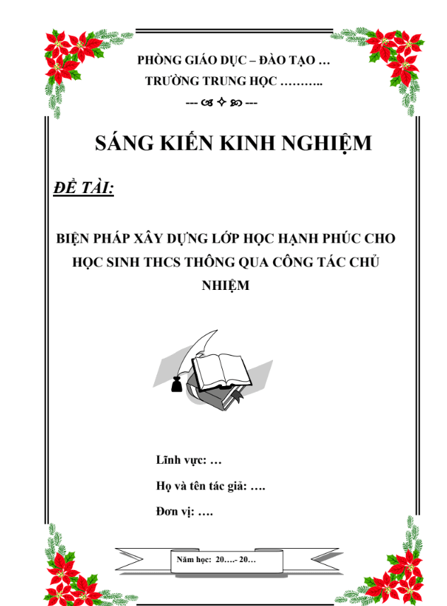 Biện pháp xây dựng lớp học hạnh phúc cho học sinh THCS thông qua công tác chủ nhiệm