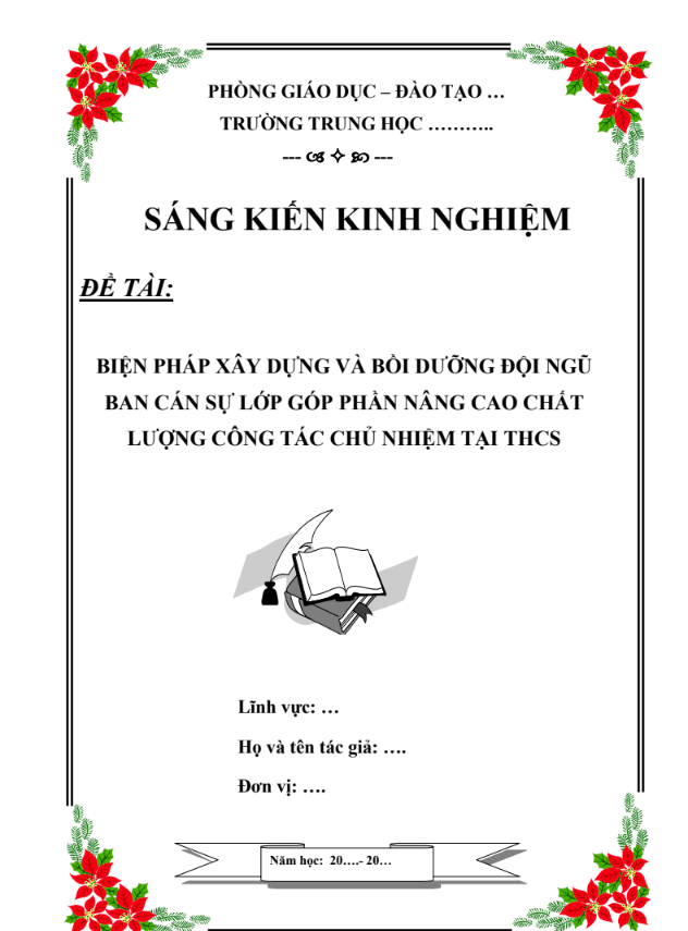 Biện pháp xây dựng và bồi dưỡng đội ngũ ban cán sự lớp góp phần nâng cao chất lượng công tác chủ nhiệm tại THCS