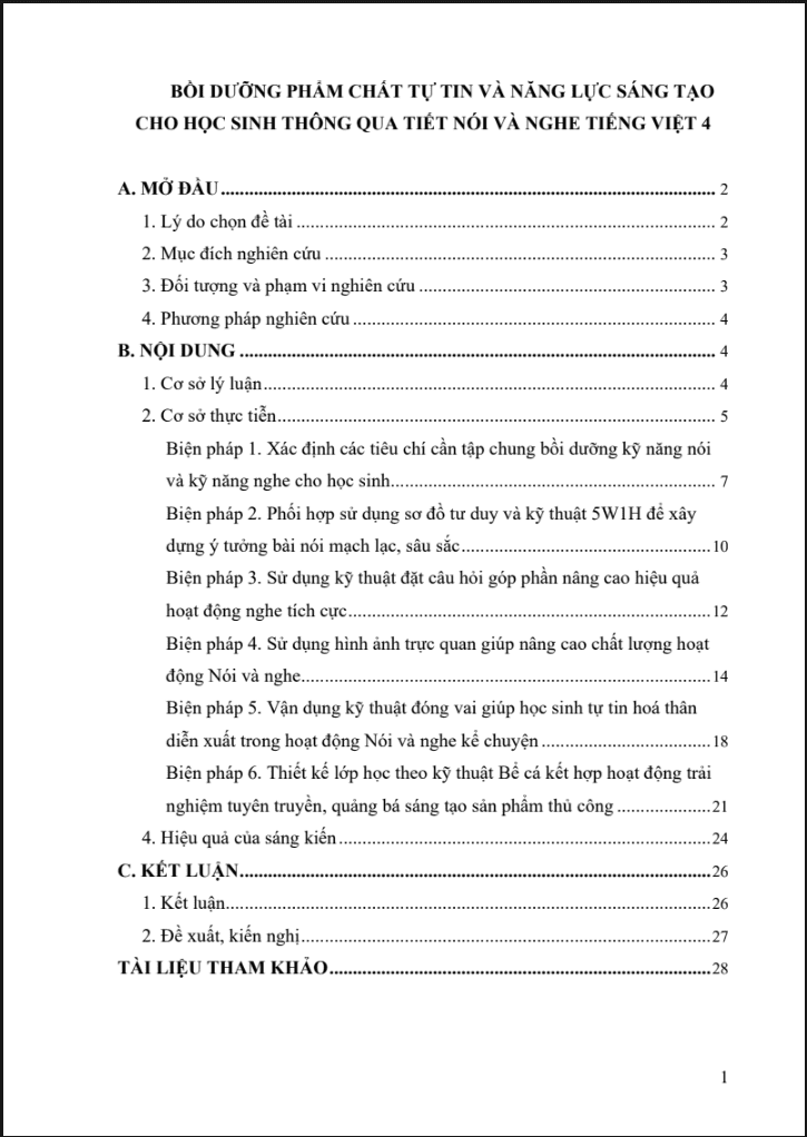 Bồi dưỡng phẩm chất tự tin và năng lực sáng tạo cho học sinh thông qua tiết Nói và nghe Tiếng Việt 4 (đủ 3 bộ sách)