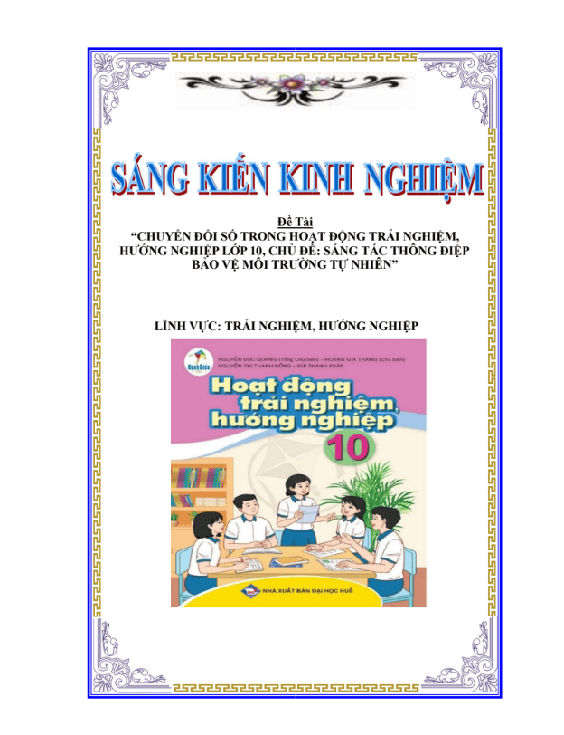 Chuyển đổi số trong hoạt động trải nghiệm, hướng nghiệp lớp 10, chủ đề: sáng tác thông điệp bảo vệ môi trường tự nhiên – CÁNH DIỀU