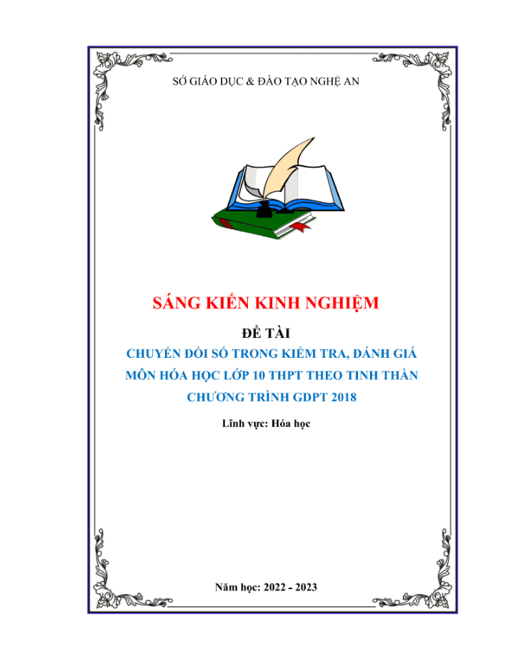 Chuyển đổi số trong kiểm tra, đánh giá môn Hóa học lớp 10 THPT theo tinh thần chương trình GDPT 2018 – CTST