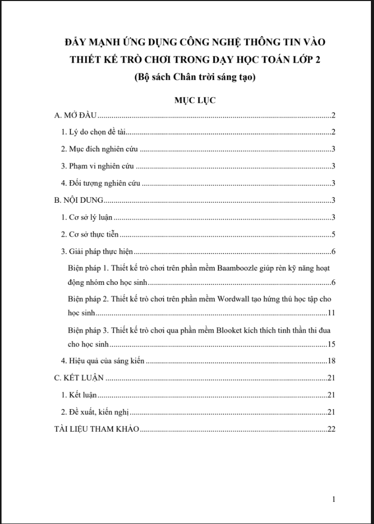 Đẩy mạnh ứng dụng công nghệ thông tin vào thiết kế trò chơi trong dạy học Toán lớp 2 (Bộ sách Chân trời sáng tạo)