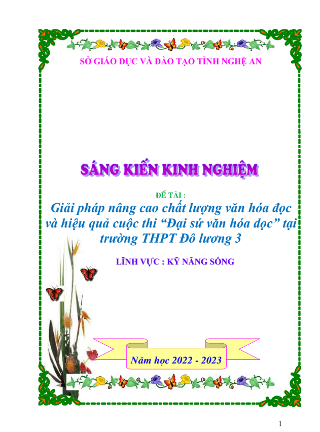 Giải pháp nâng cao chất lượng văn hóa đọc và hiệu quả cuộc thi “đại sứ văn hóa đọc” tại trường thpt