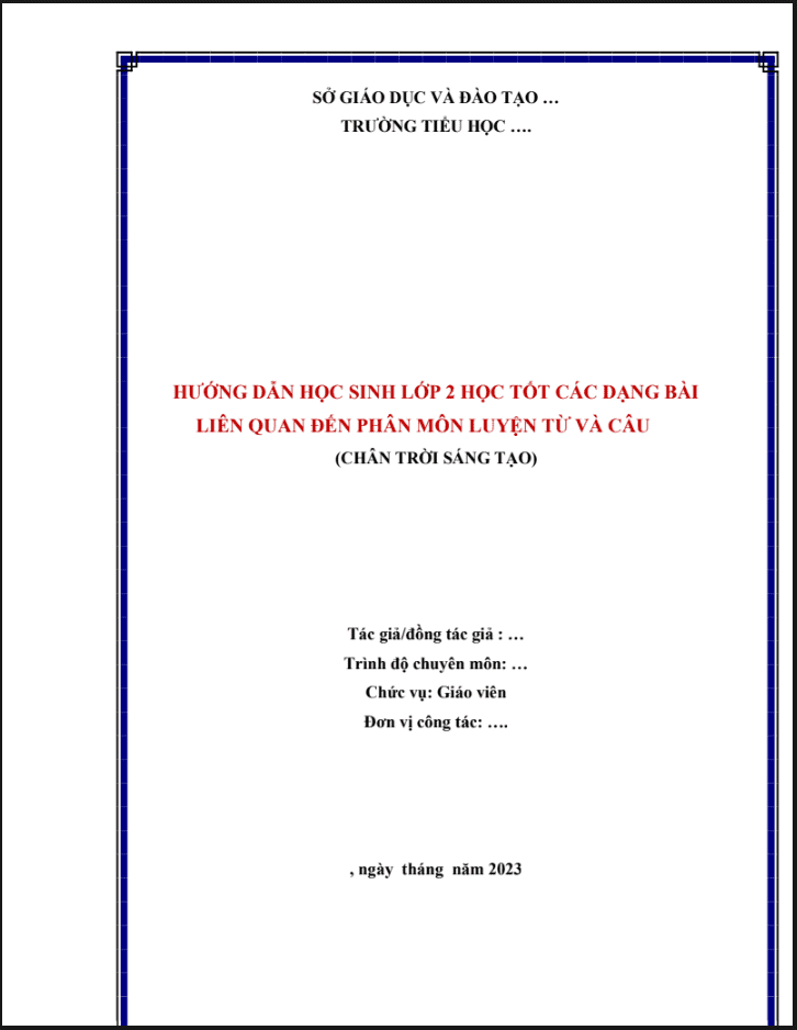 Hướng dẫn học sinh lớp 2 học tốt các dạng bài liên quan đến phân môn luyện từ và câu (CTST)