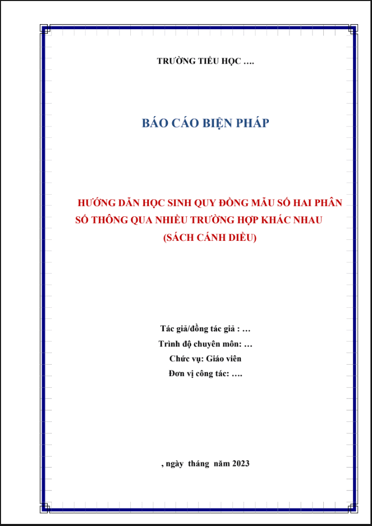 Hướng dẫn học sinh quy đồng mẫu số hai phân số thông qua nhiều trường hợp khác nhau (CD)