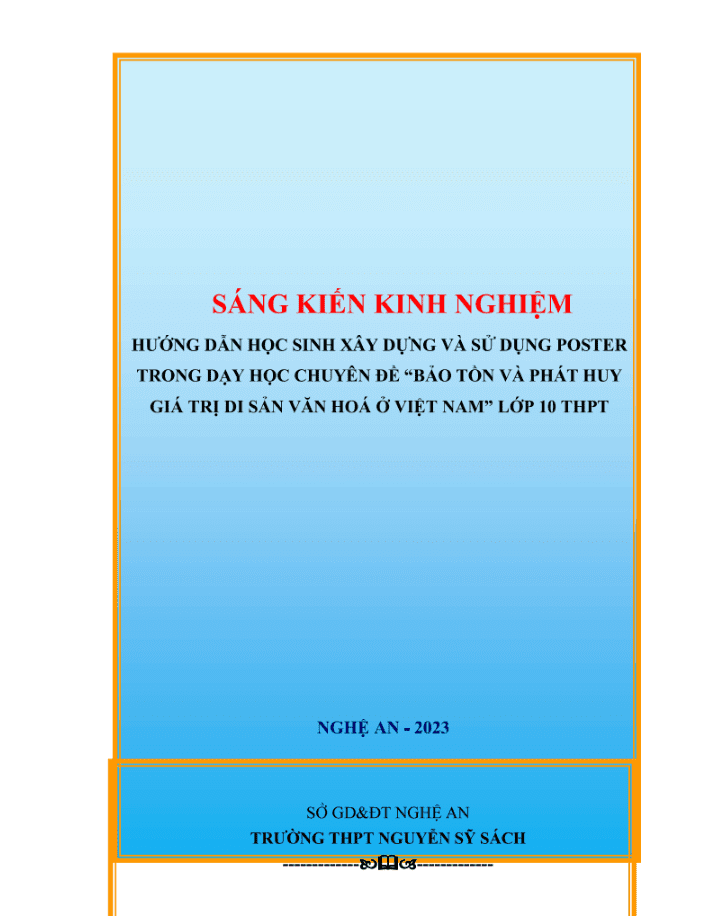 Hướng dẫn học sinh xây dựng và sử dụng poster trong dạy học chuyên đề “Bảo tồn và phát huy giá trị di sản văn hoá ở Việt Nam” lớp 10 THPT – KNTT