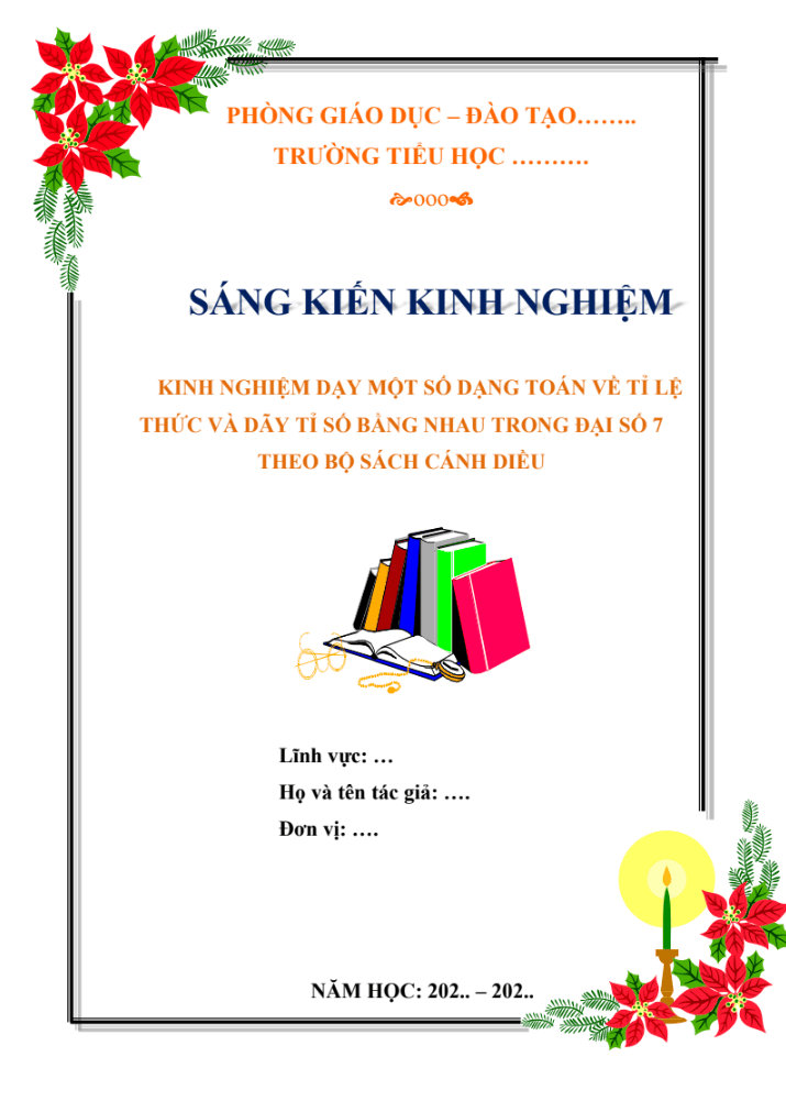 Kinh nghiệm dạy một số dạng toán về tỉ lệ thức và dãy tỉ số bằng nhau trong Đại số 7 theo bộ sách Cánh diều