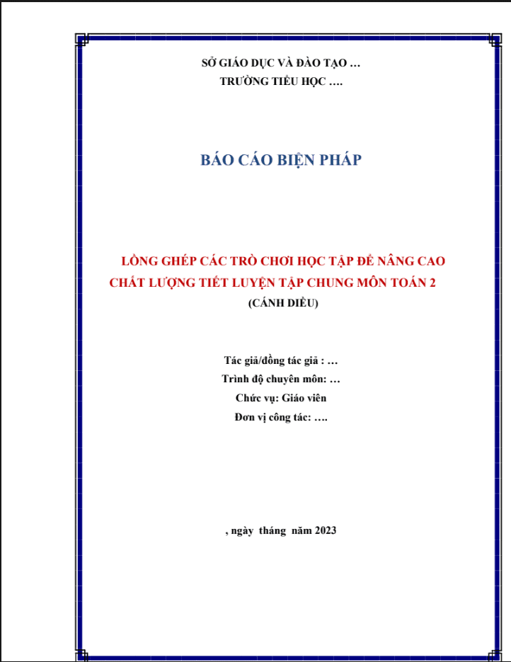 Lồng ghép các trò chơi học tập để nâng cao chất lượng tiết Luyện tập chung môn toán 2 (CD)