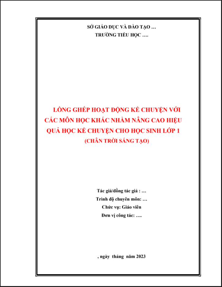 Lồng ghép hoạt động kể chuyện với các môn học khác nhằm nâng cao hiệu quả học kể chuyện cho học sinh lớp 1 (CTST)
