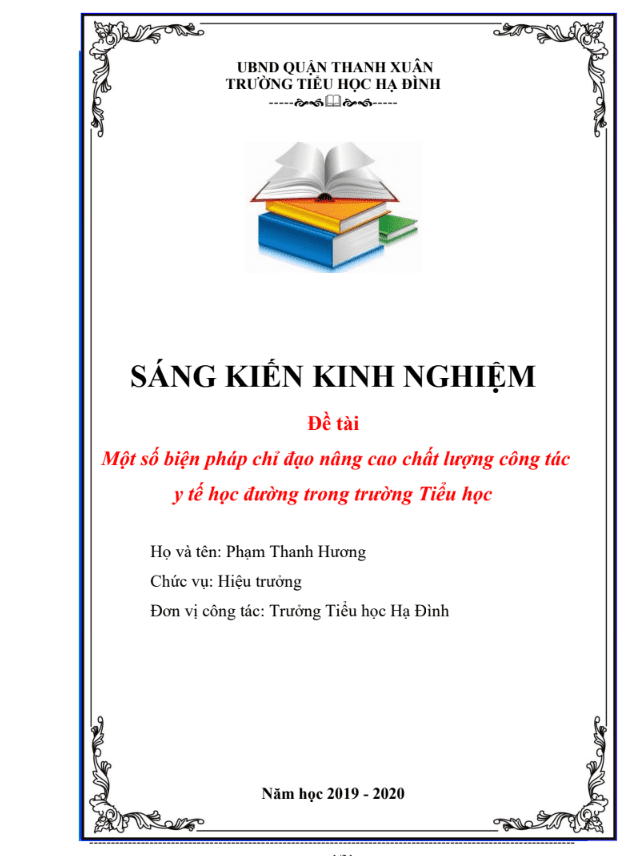 Một số biện pháp chỉ đạo nâng cao chất lượng công tác y tế học đường trong trường Tiểu học