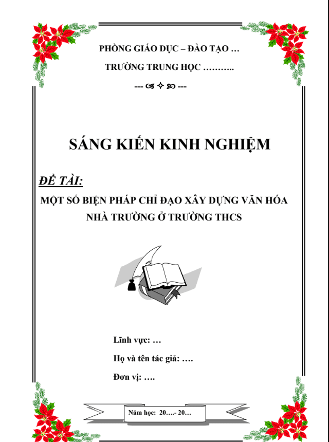 Một số biện pháp chỉ đạo xây dựng văn hóa nhà trường ở Trường THCS