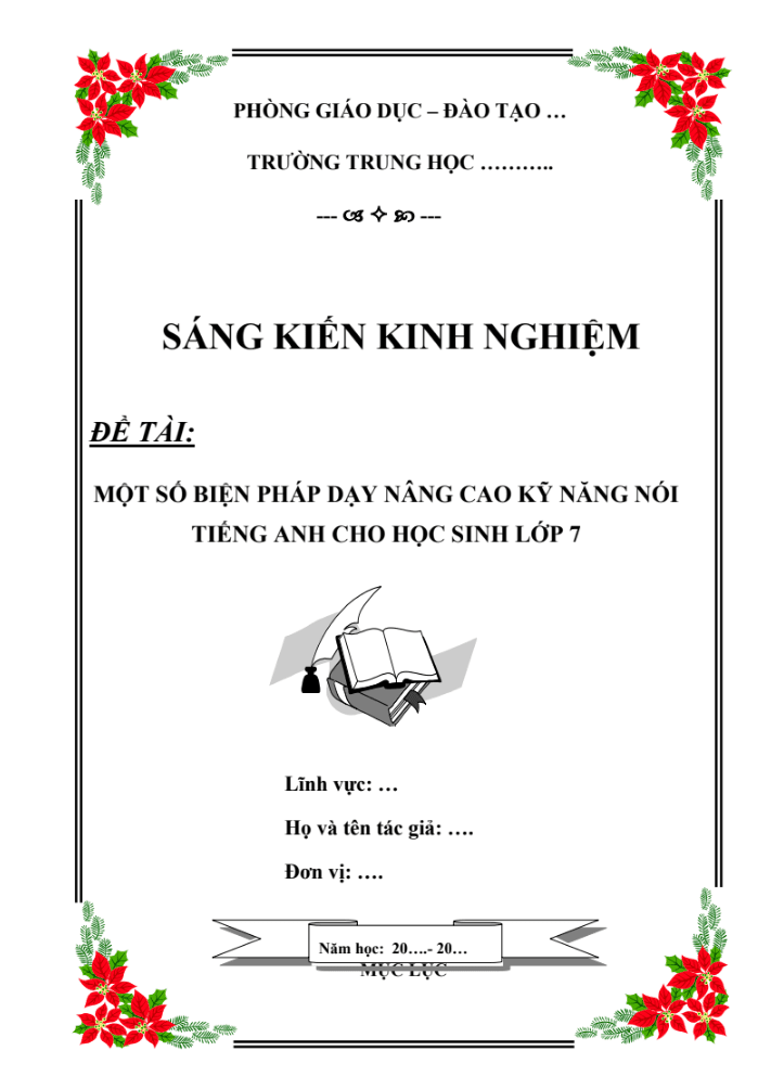 Một số biện pháp dạy nâng cao kỹ năng nói Tiếng Anh cho học sinh lớp 7 ( Sách thí điểm/Global/Smart start/Friend plus)