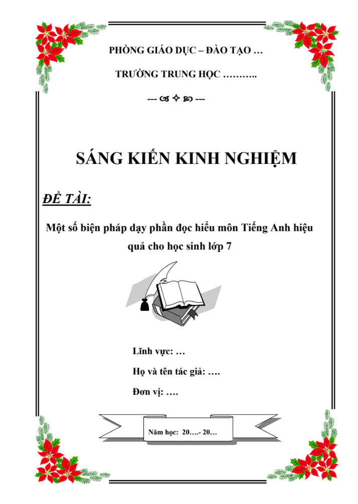 Một số biện pháp dạy phần đọc hiểu môn Tiếng Anh hiệu quả cho học sinh lớp 7 ( Sách thí điểm/Global/Smart start/Friend plus)