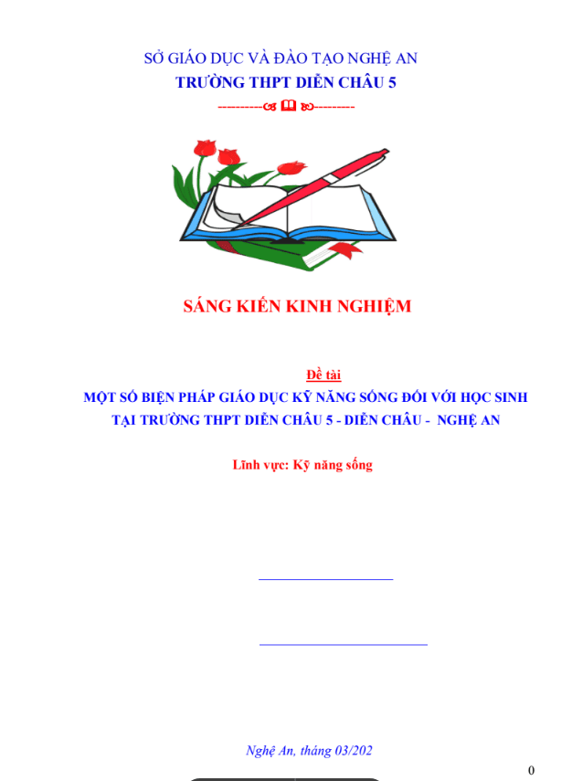 Một số biện pháp giáo dục kỹ năng sống đối với học sinh tại trường thpt