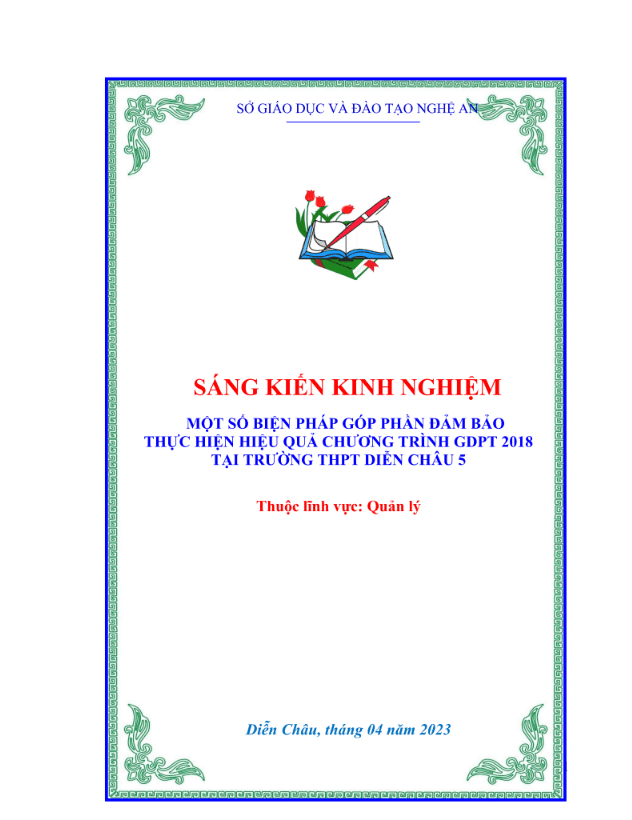 Một số biện pháp góp phần đảm bảo thực hiện hiệu quả chương trình gdpt 2018 tại trường thpt