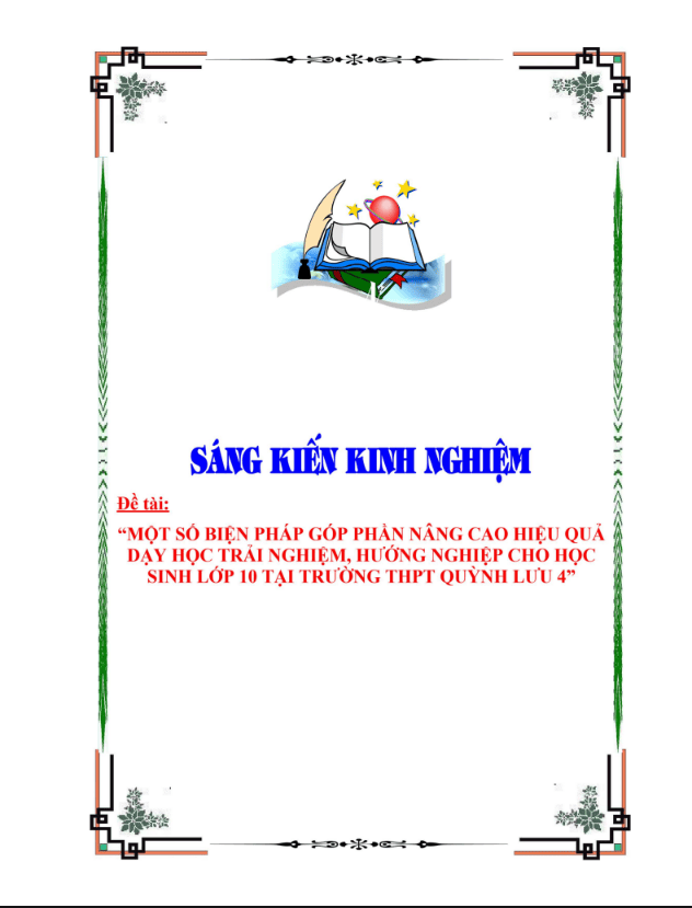“Một số biện pháp góp phần nâng cao hiệu quả dạy học trải nghiệm, hướng nghiệp cho học sinh lớp 10 tại trường THPT – CÁNH DIỀU