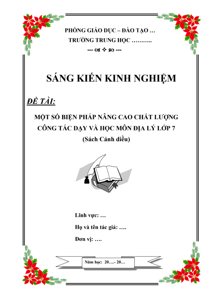 Một số biện pháp nâng cao chất lượng công tác dạy và học môn Địa lý lớp 7 (Sách Cánh diều)